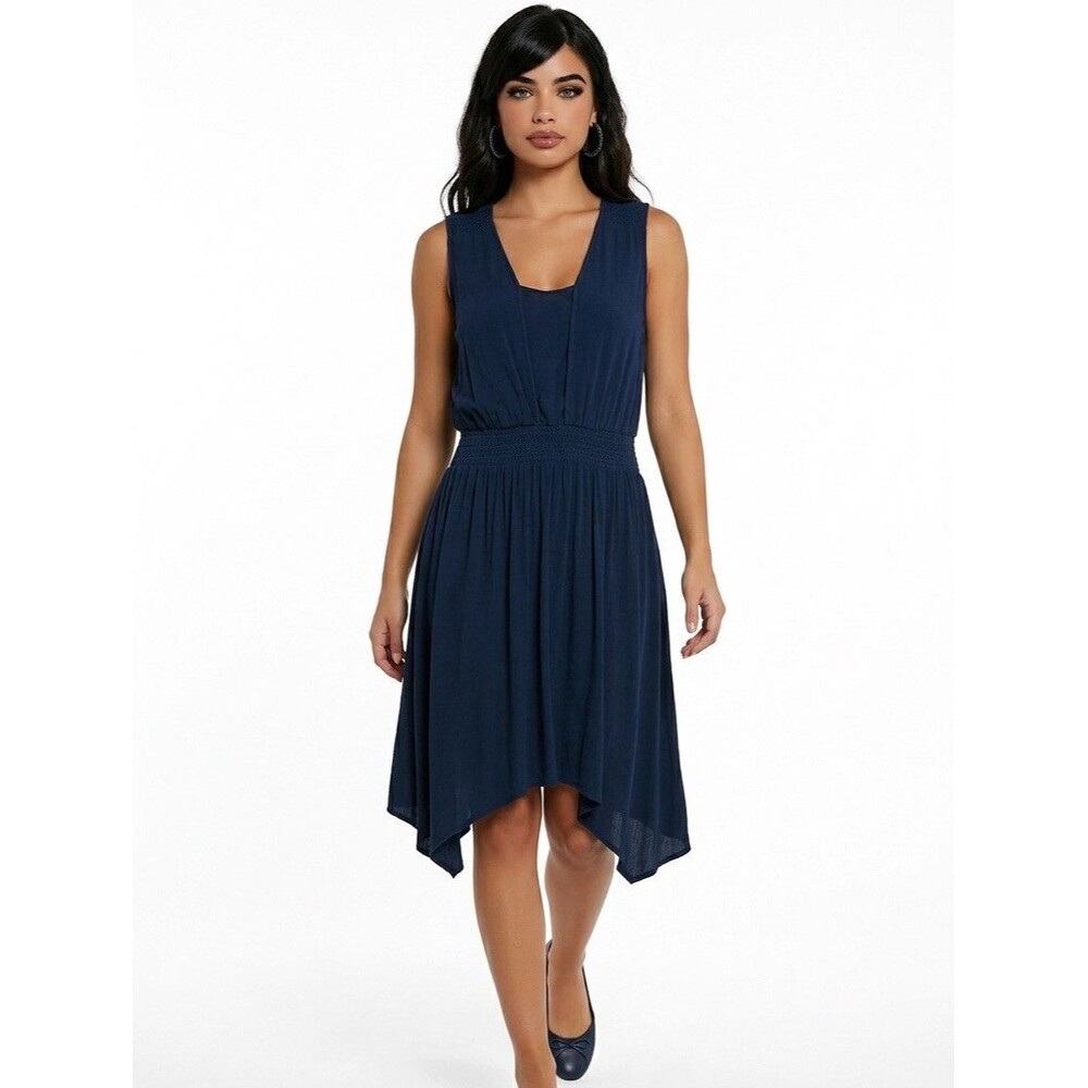 Sharagano Women’s Dress Size 8 Navy Blue Asymmetric Hem